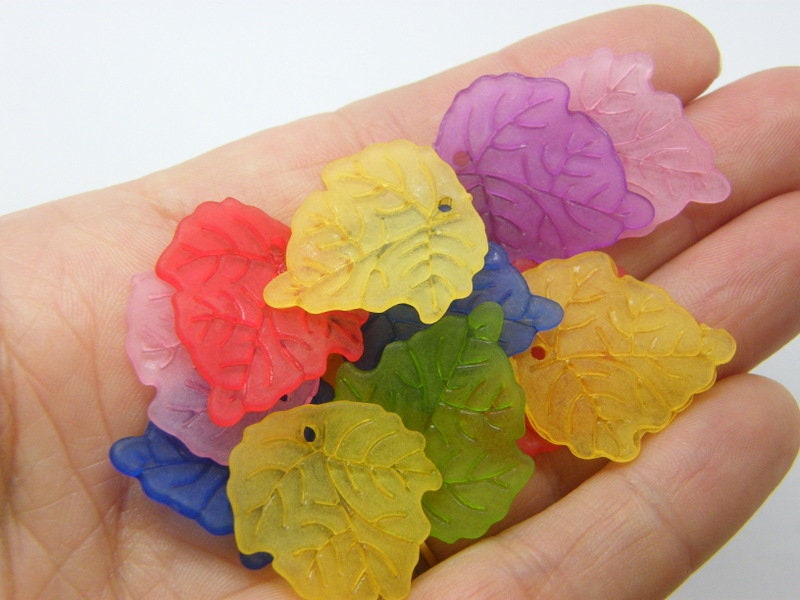 50 Leaf pendants random mixed frosted acrylic L50 - SALE 50% OFF