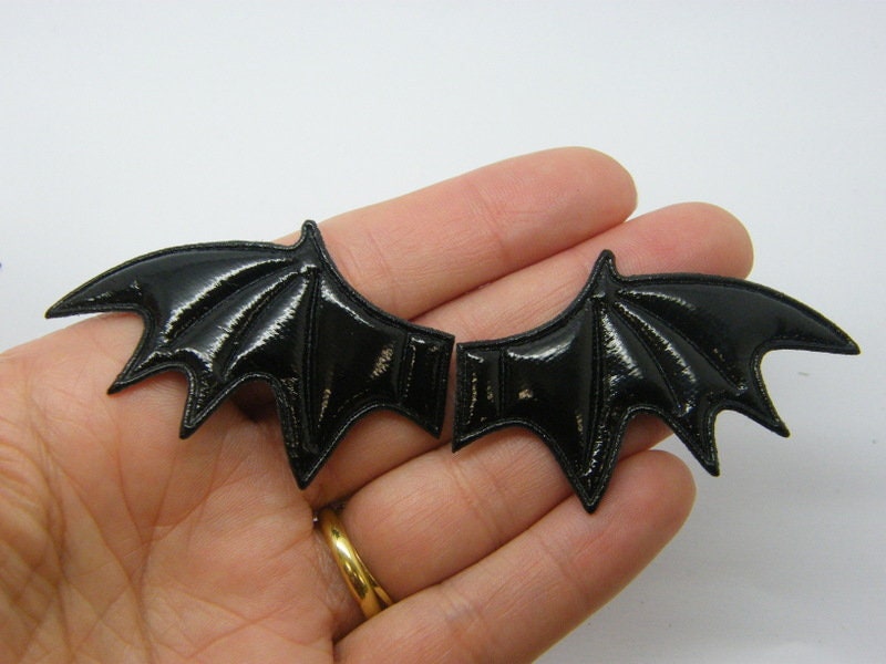 4 Bat wing set embellishment patches black material HC 03A 03
