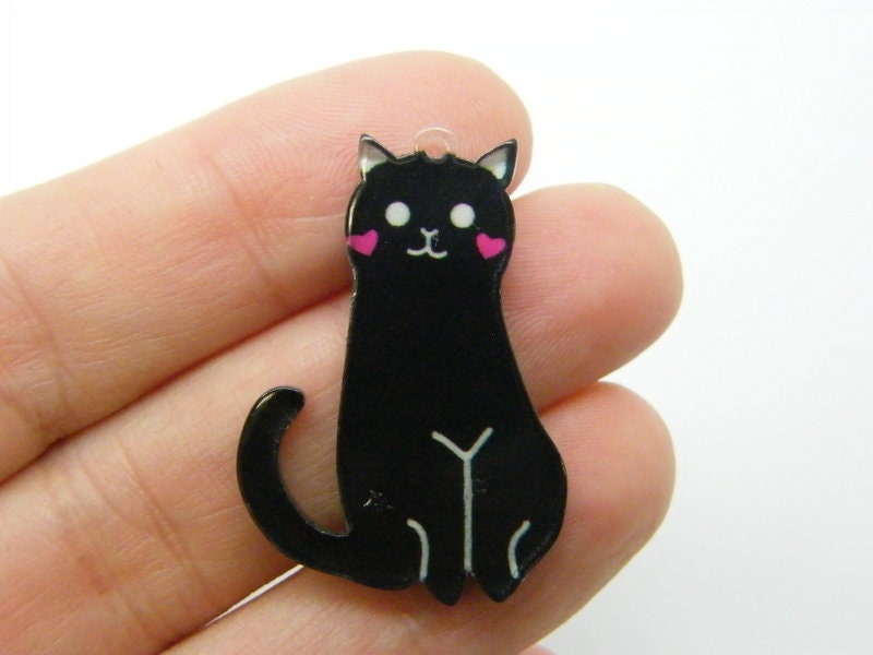 2 Cat pendants black acrylic A421