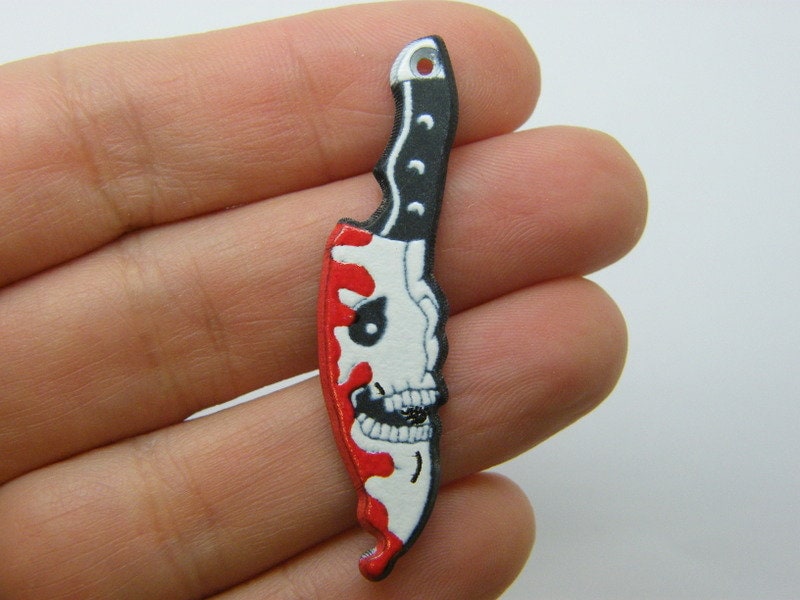 2 Bloody knife face charms acrylic HC576