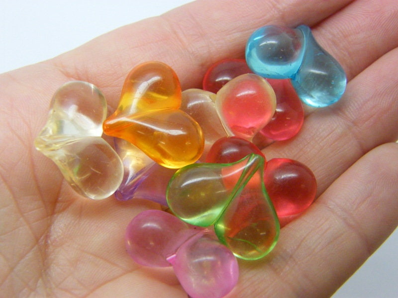 40 Heart beads random mixed transparent acrylic BB764