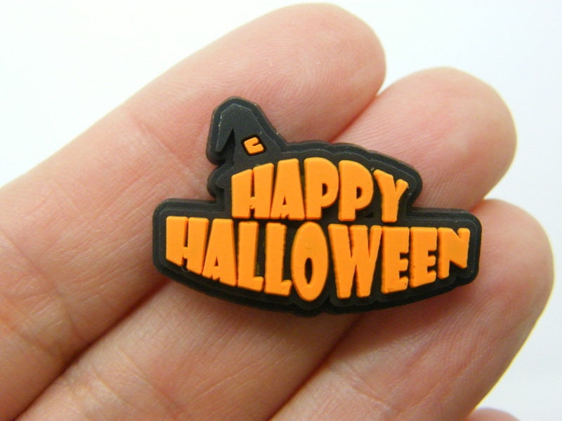 8 Happy Halloween embellishment cabochons PVC plastic HC 11