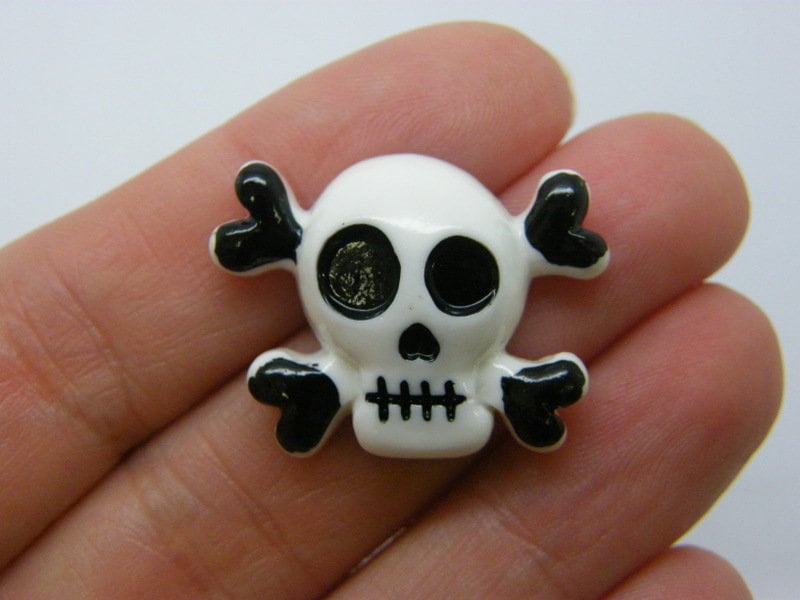 12 Skull and cross bones Halloween embellishment cabochon resin HC1054