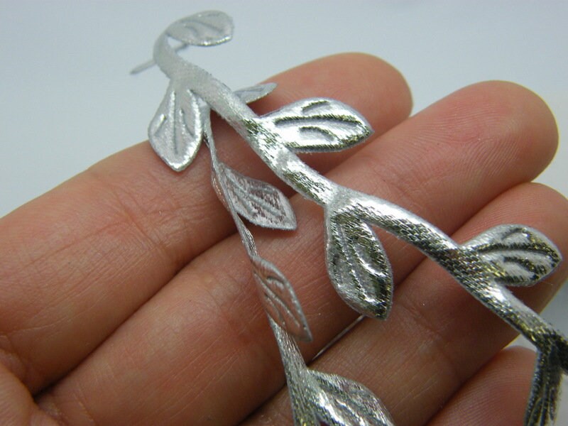 1 Roll leaf garland ribbon trim silver 4mm 10 Meter