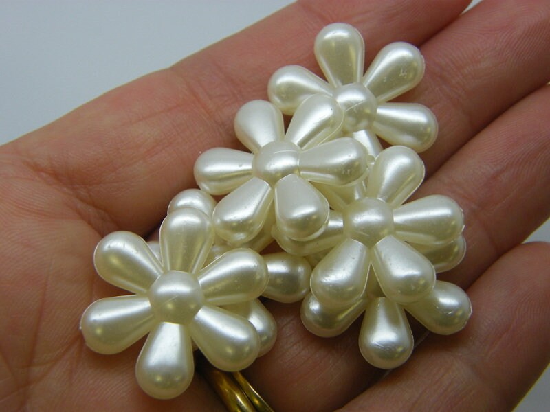 20 Flower beads silvery golden random pearl acrylic BB672 - SALE 50% OFF