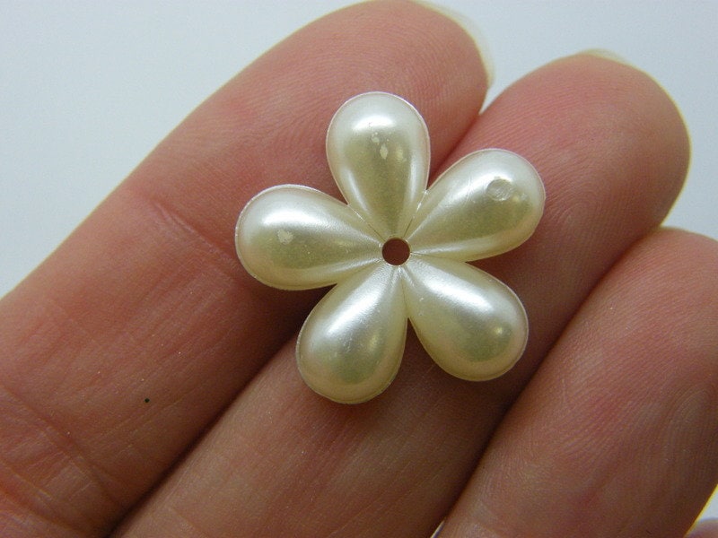 30 Flower beads silvery golden random pearl acrylic BB325 - SALE 50% OFF