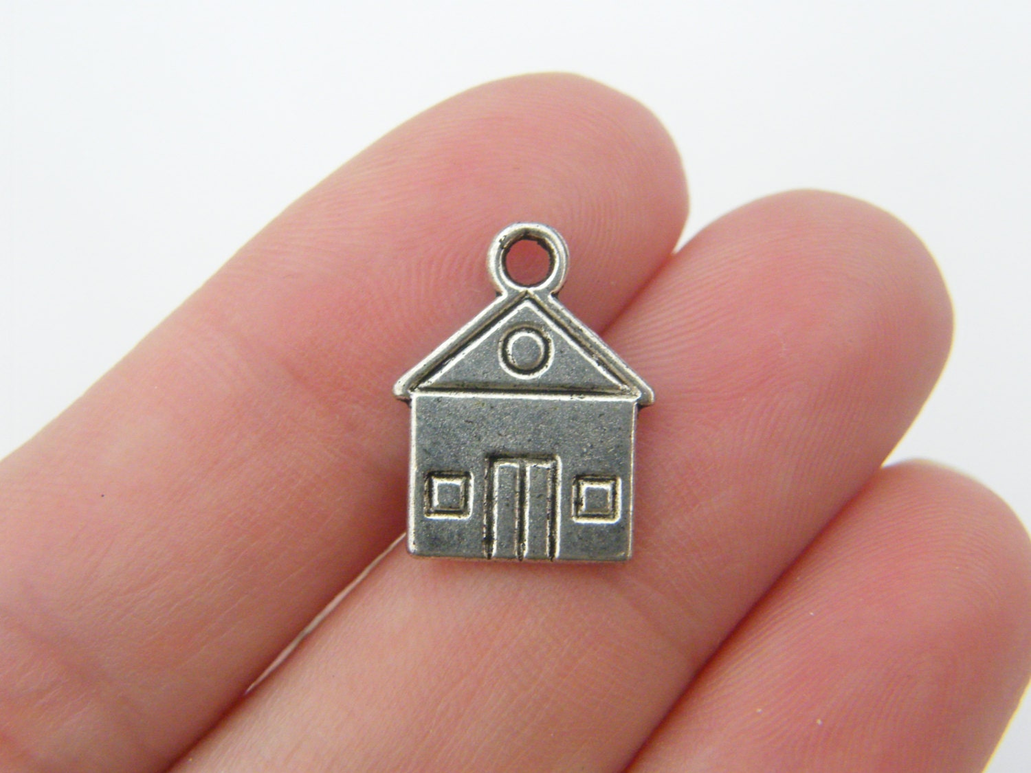 10 House charms antique silver tone P48