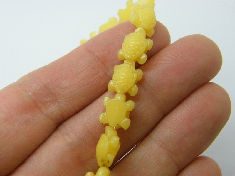 28 Turtle spacer beads synthetic yellow FF - SALE 50% OFF