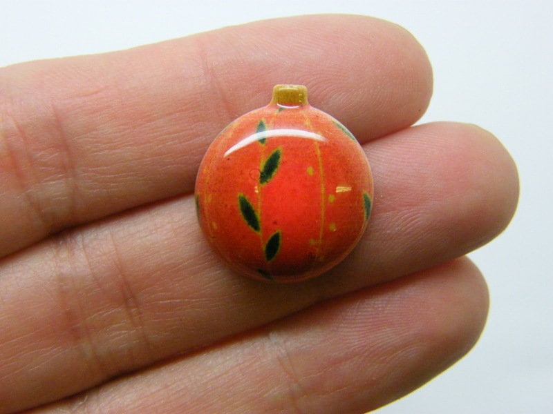12 Christmas tree bauble decoration embellishment cabochon red resin CT402