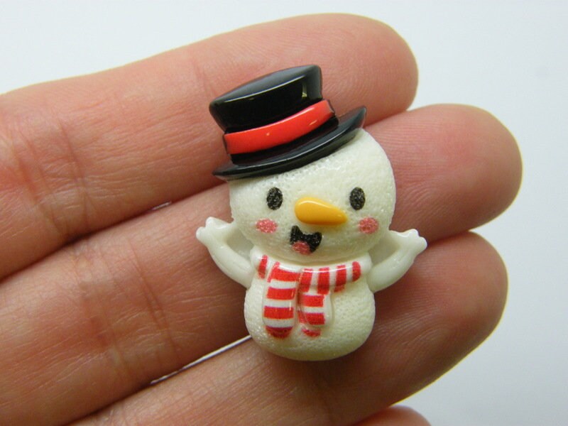 BULK 50 Snowman Christmas embellishment cabochon white resin CT401
