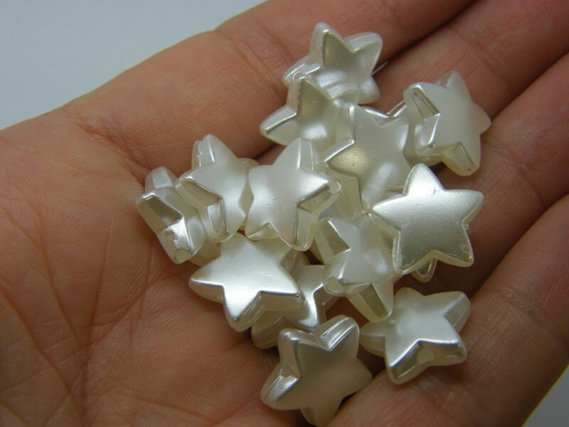 50 Star beads silvery pearl acrylic BB436 - SALE 50 %OFF