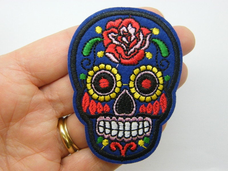2 Skull patches embroidered fabric HC