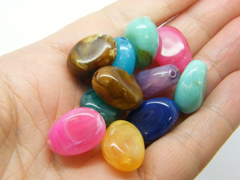 20 Imitation gemstone beads random mixed  acrylic BB650 - SALE 50% OFF