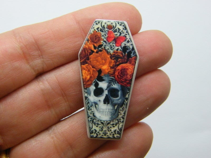 2 Coffin skull pendant acrylic  HC999