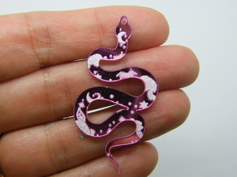 2 Snake pendants pink acrylic A798