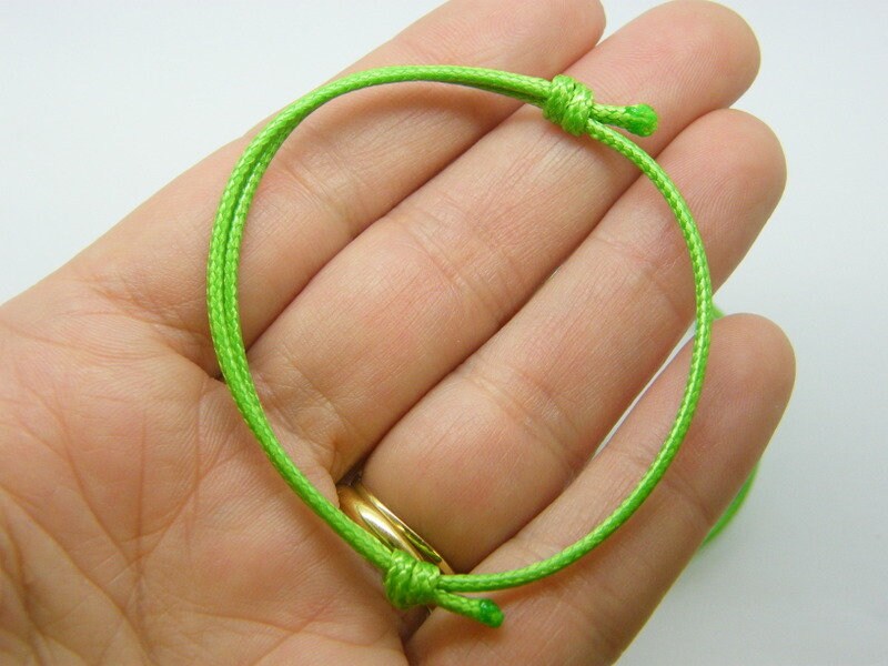 8  Waxed cord knot grass green bracelet 11