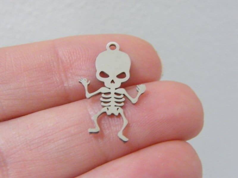 2 Skeleton charms silver stainless steel HC899
