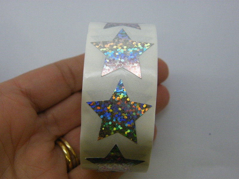 1 Roll 500 silver star stickers 041