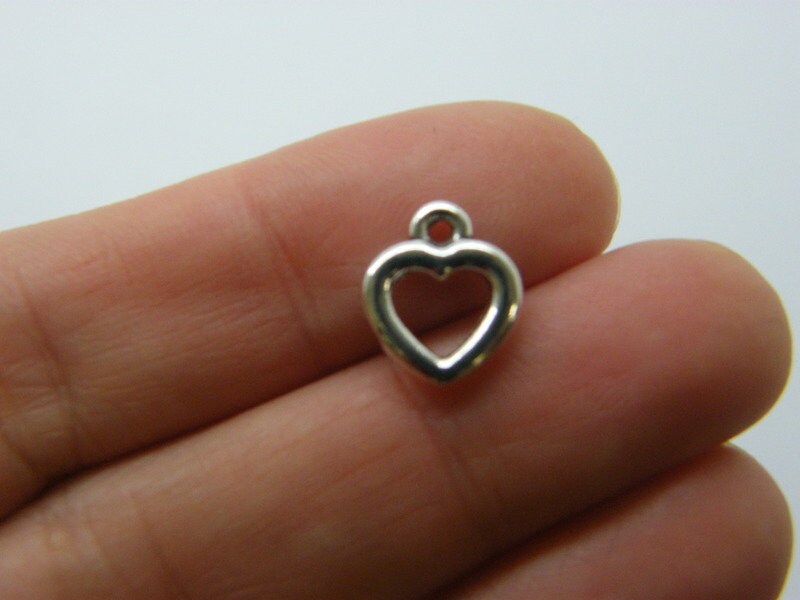 BULK 50 Heart charms antique silver tone H174   - SALE 50% OFF