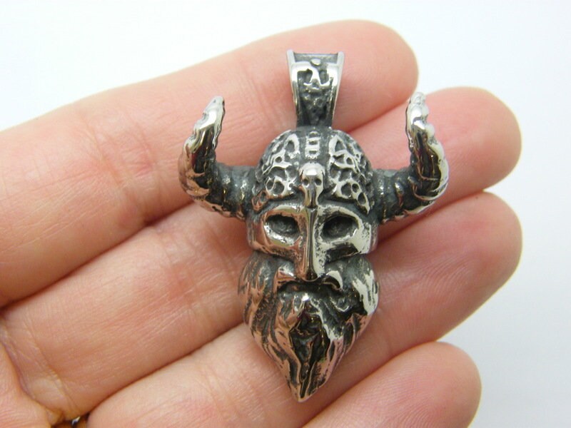 1 Viking pendant antique silver tone stainless steel SW45