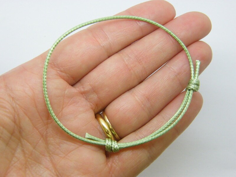 8  Waxed cord knot light green bracelet 11