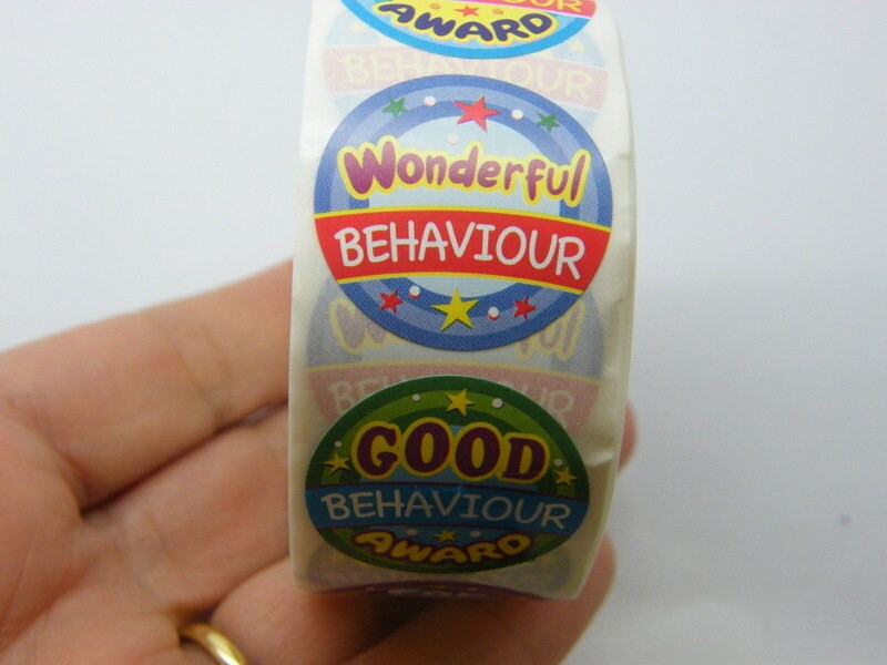 1 Roll motivational good behaviour words 500 stickers style 08C