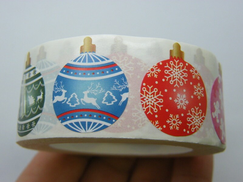 1 Roll Christmas bauble decorations 500 stickers -  03B