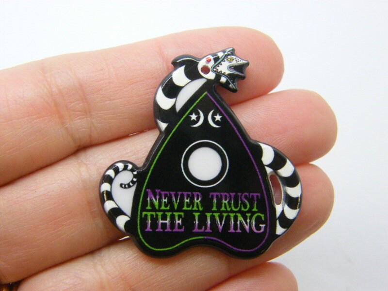 2 Never trust the  living snake Ouija board planchette pendants black white acrylic HC1104