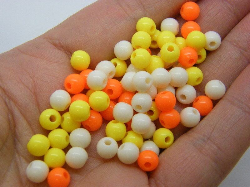 120 Candy cane Halloween coloured 6mm beads random mixed acrylic AB90