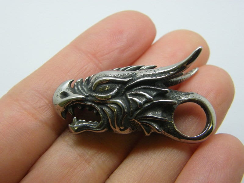 1 Dragon pendant antique silver tone stainless steel A270