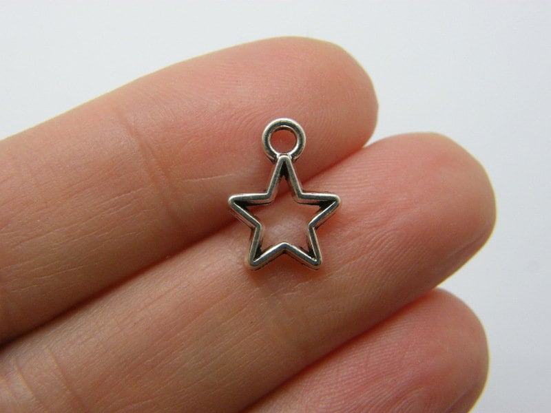 12 Star charms antique silver tone S40