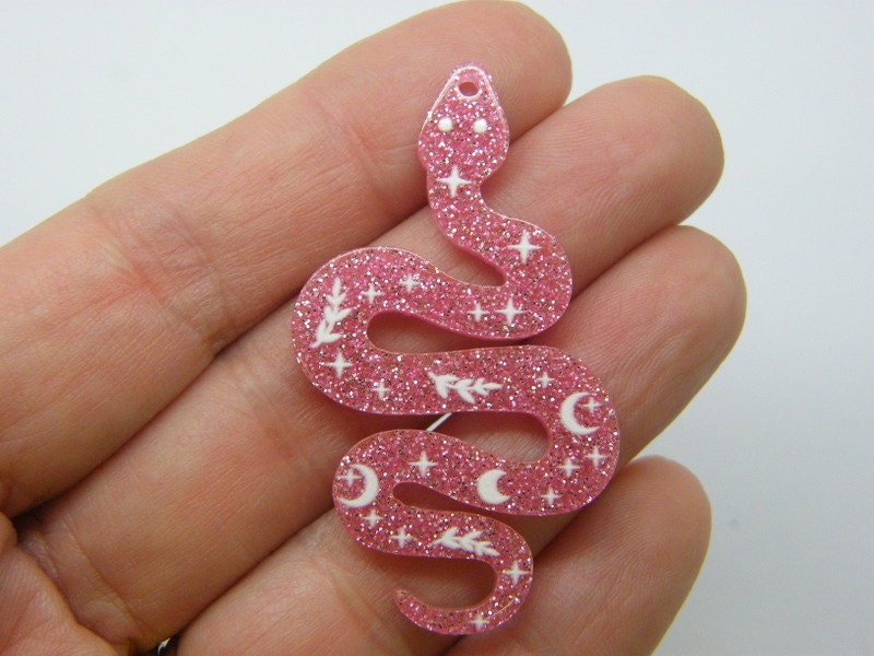 2 Snake pendants pink acrylic A517