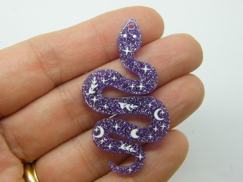 2 Snake pendants purple acrylic A928