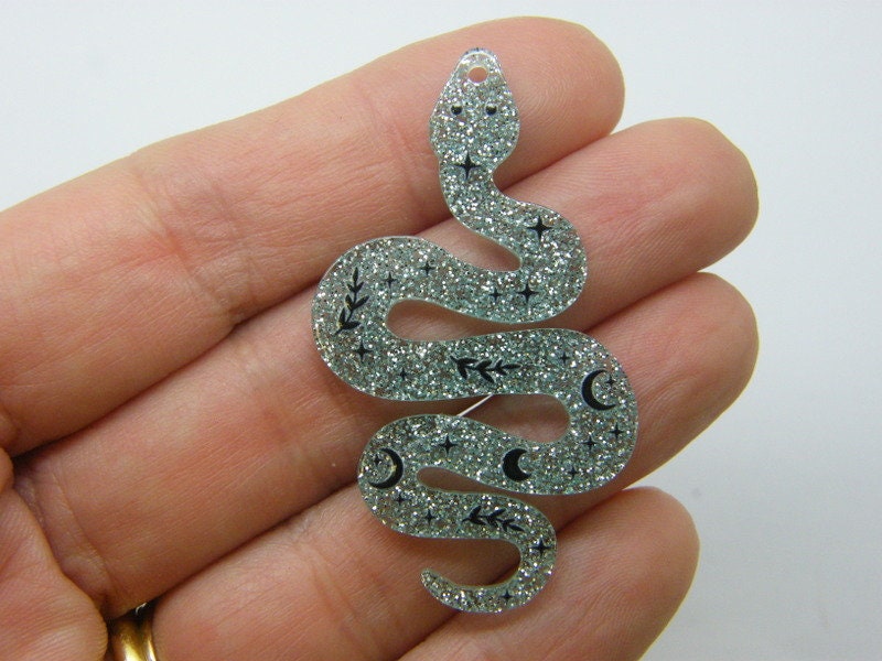 2 Snake pendants blue acrylic A925