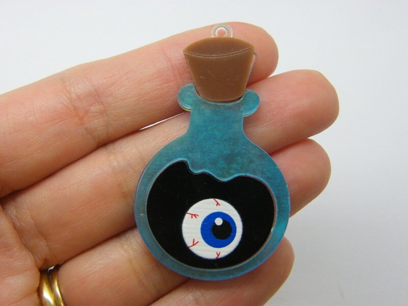 4 Eye ball magic potion bottle pendants charms blue black brown white acrylic HC1080