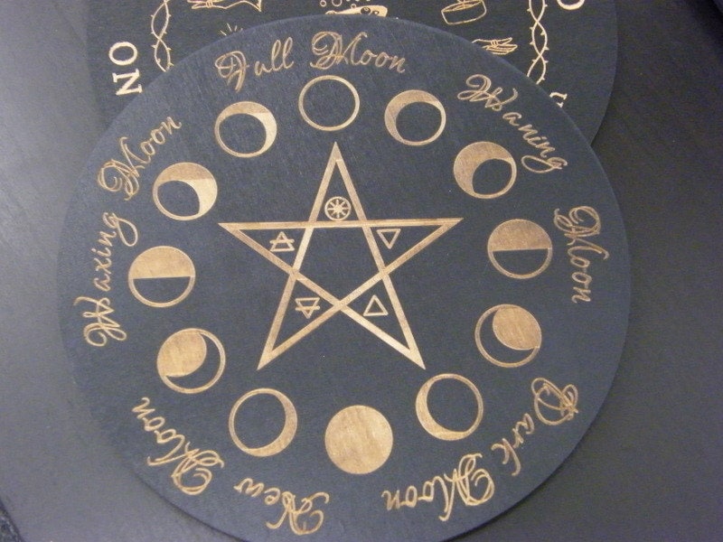 1 Divination board phases of the moon pentagram poplar wood 200mm