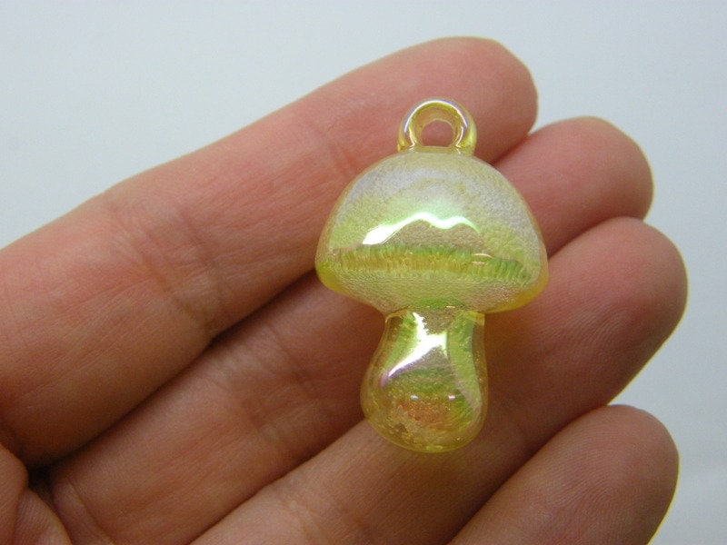 2 Mushroom pendants yellow bubble acrylic L 01