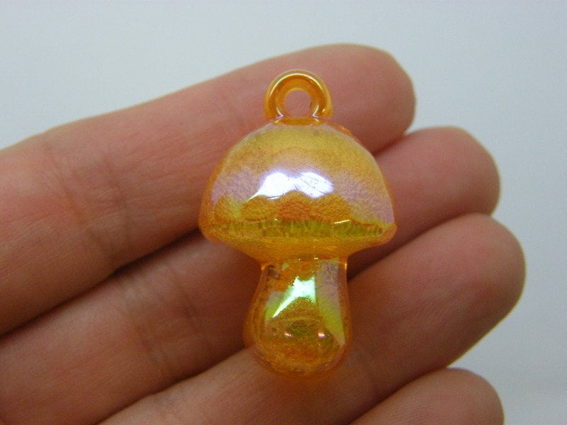 2 Mushroom pendants orange bubble acrylic L 01