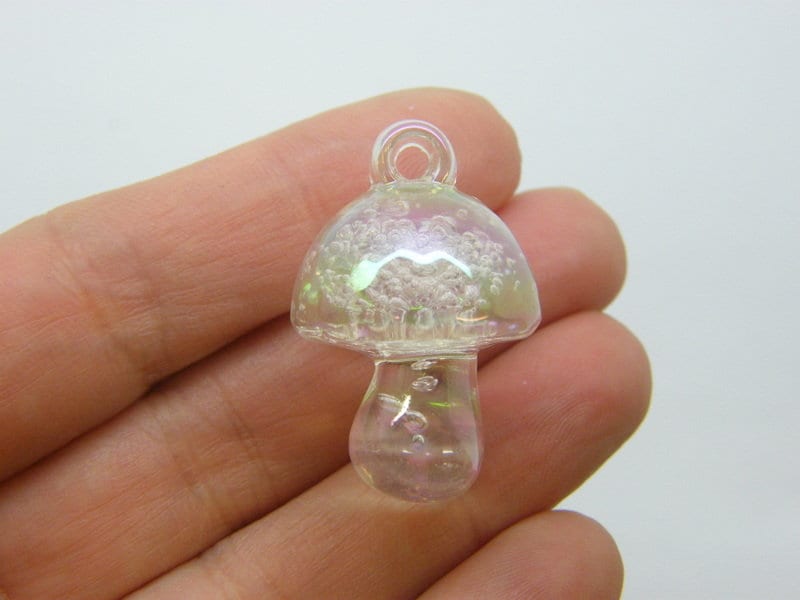 2 Mushroom pendants clear bubble acrylic L 01
