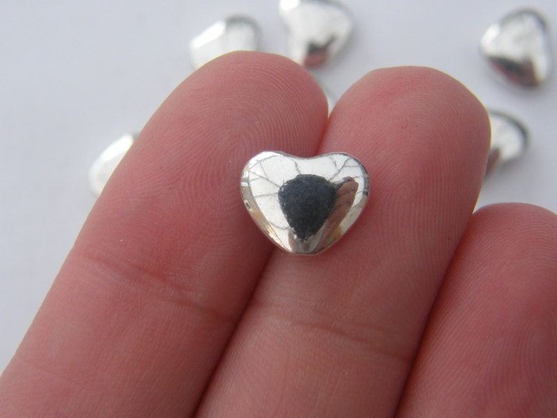 10 Heart spacer beads antique silver tone H71 - SALE 50% OFF