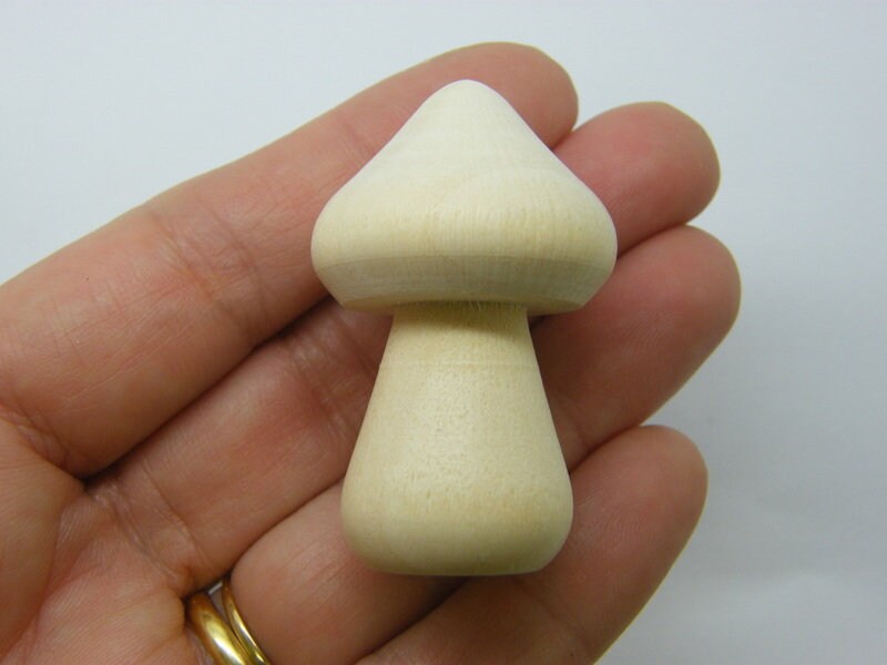 4 Mushroom embellishment miniature natural wood 30 x 46mm L 01C