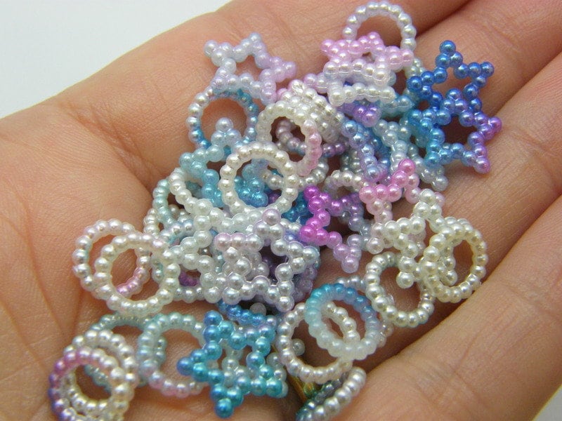 50 Star ring pearl gradient mermaid random mixed bead AB plastic AB20 - SALE 50% OFF