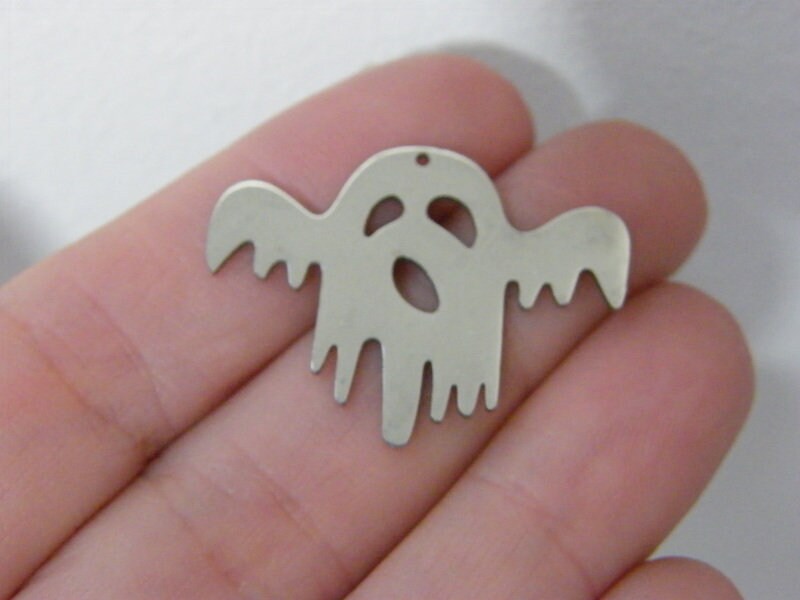 1 Ghost pendant silver tone stainless steel HC1132