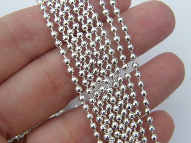 10m Ball chain  2.4mm silver plated FS386