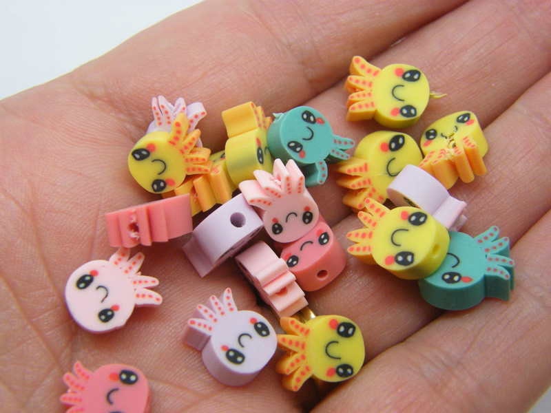 30 Octopus beads random mixed polymer clay FF488 - SALE 50% OFF
