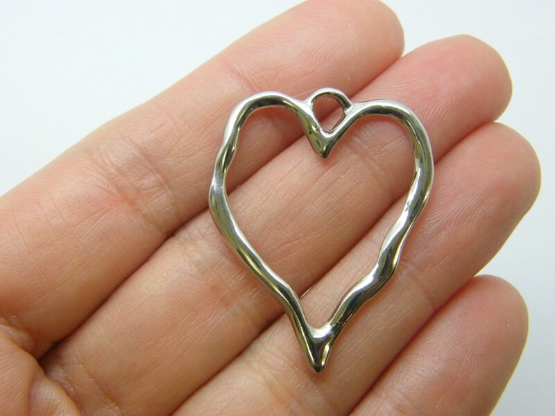 BULK 10 Heart pendants silver tone H176