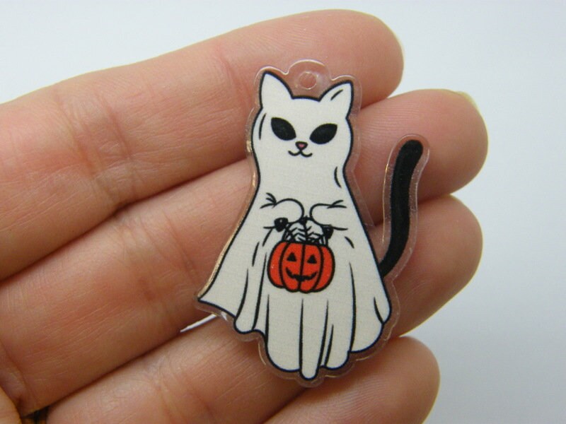2 Cat ghost costume Halloween pendants acrylic HC1139