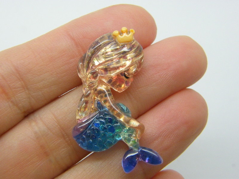 8 Mermaid princess embellishment cabochon glitter resin FF492