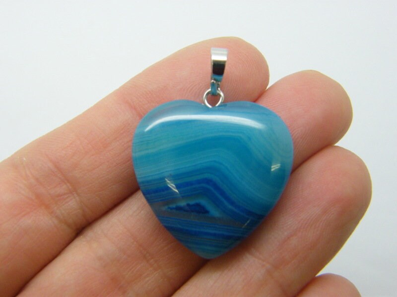 1 Heart pendant agate deep sky blue - random pattern H304
