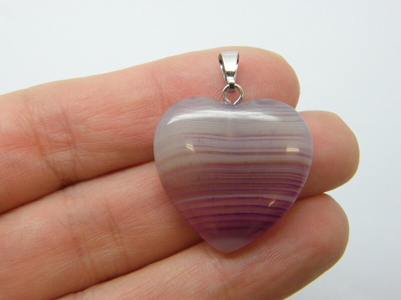 1 Heart pendant agate purple - random pattern H331